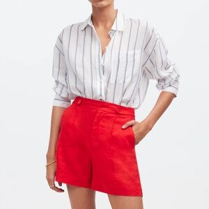 Madewell Clean button-tab Linen Shorts, size 4